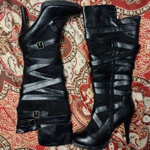 "Just Fab", Black Ballerina Boot, Size 10